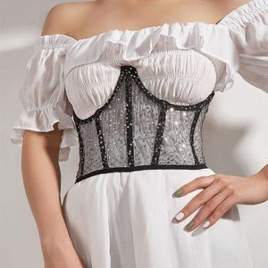 Belts Waistband Wide Side Sequin Waist Bandage Mesh Cummerbunds Slim Belt Corset Women