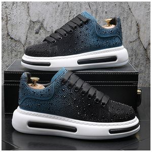 Sapatos brancos de strass completo para lazer e alta cor à prova d'água anti-odor Lace-up Sneakers Hard Shoes Men Shoes Casual