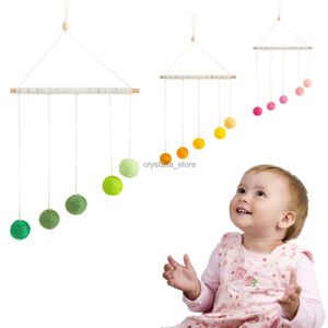 Baby Montessori Plush Ball Pendant Crib Rattles Hanging Bed Bell Visual Sensory Toys for Kids Cognitive Educational Toys HKD230817