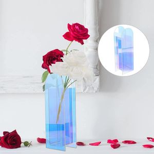 Vases Acrylic Fresh Flower Vase Geometric Arch Colorful Floral Arrangement Container Desktop Ornaments Flowers Pot Wedding Home Decor