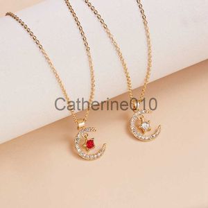 Pendant Necklaces Moon Shaped Star Birthstone Birthday Necklace Jewelry Women Pendant Choker Colorful Crystal Neck Chain Friendship Gifts New Hot J230817