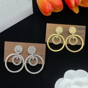 Rock Punk Hoop Silver Gold Double Circles earrings European and American Diamonds Hollow street hip-hop style Party earring Jewelry Gift XMER1