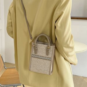 Akşam çantaları yaz saman omuz çantası moda küçük kare tophandle tasarımcı crossbody kadınlar için gündelik plaj çanta 230817