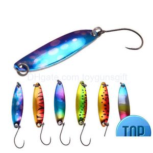 Baits Lures 1Pcs Metal Spoon Hard Fishing Lure Artificial Wobblers For Trolling Trout Bait Bass Pike With Single Hook 3.5G-5G Drop D Dhekl