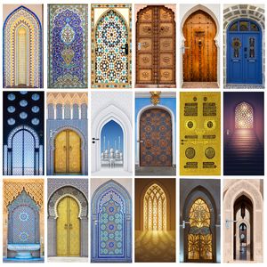 Naklejki ścienne Styl Islam Muzułmańska naklejka na naklejkę kleju Religijny Retro Arch Design Meczet Mekka Winyl PVC Tapeta Mural Porch 230816