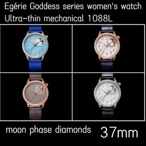 höchste Qualität Egerie Goddess-Serie Ultra-dünne mechanische Frauenwache mit importiert 1088L Selbstwindungsbewegungsdurchmesser 37 mm Mondphase Diamanten