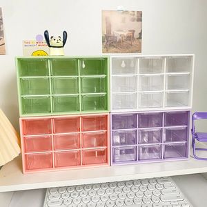 Aufbewahrungsboxen Mülleimer Desktop 9 Grid Organizer Transparent Small Drawer Partitioned Student Desk Wallmounted Sundies Box Süß 230817