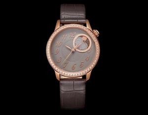Egerie Goddess Series av högsta kvalitet ultratunna mekaniska kvinnors klocka med importerad 1088L självvindande rörelse diameter 37 mm månfas diamanter n3