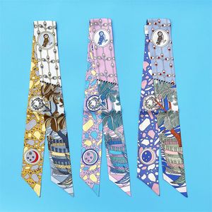 100% Silk H Foreign Trade New Tail Order 18 M Duplex Printing Gold Vintage Ribbon Mulberry Silk Long Silk Silk Scarf Decoration