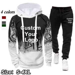 Mens Tracksuits Fashion Custom Your Men Long Sleeve Hoodies Pants Outdoor Sportwear Gym Running Suits Pullover Hoody Tracksude 230817