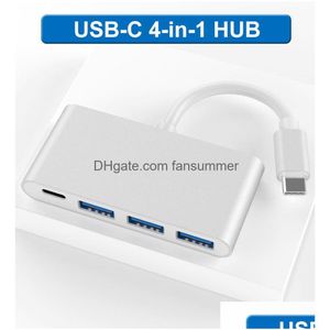 USB HUBS 4 i 1 navadapter USB-C Type-C 3,1 till 4-port USB3.0 HD RJ45 Ethernet Network Type C Adapters för Book Other Digital Drop Del DHIB6