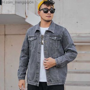 Men's Jackets QUANBO Men's Jeans Jacket Truck Casual Classic Denim Jacket 2021 New Men's Lapel Loose Prefabricated Style Jacket Z230817