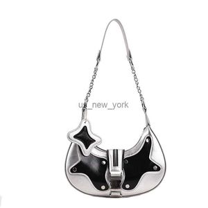 Hobo MBTI Y2k Silver Womens Shoulder Bag Advanced Pu Leather Mixed Color s Fashion Handbag Vintage Designer Hobos Female Purse HKD230817