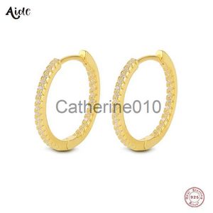 Charm Aide 925 SterlSilver 15mm Big Circle Hoop Earrings 18K Gold AAAAA Zircon Pave Huggie Earrings For Women Gift Fashion Jewelry J230817