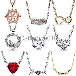 Pendant Necklaces SparklInfinity Heart Rose Ships Helm Timeless Bar Collier 925 SterlSilver Necklace For Fashion Bead Charm DIY Jewelry J230817