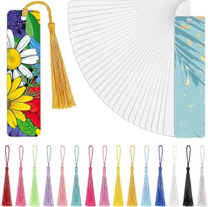 Bookmark 20 Pieceslot Sublimation Blank Metal Bookmarks with Hole and Tassels 15238055mm DIY Printing 230816