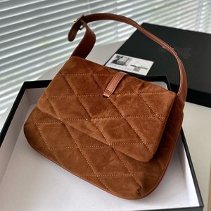 Suede Shoulder Bag Designer Handbag Purse Matte Leather Underarm Hobo Bags Fashion Gold Letter Buckle Flap Wallet Adjustable Strap