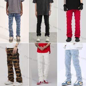 men's Jeans Punk Stacked White Straight Grunge Jeans Pants Men Fashion Hip Hop Women Cotton Old Long Trousers designer jeans High Street casual jeans Streetwear color
