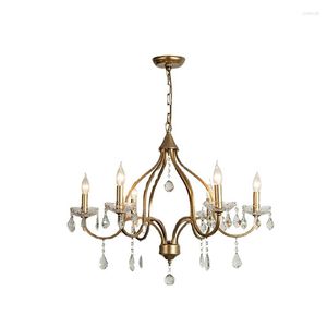 Pendant Lamps American Chandelier Living Room Lamp French Dining Vintage Crystal Bedroom Commercial 2023