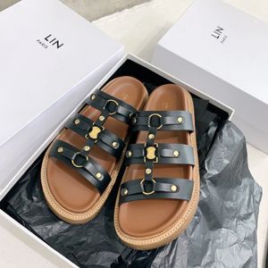 fashion sandal designer Shoe celiny gladiator Mules Slipper platform heel slides TIPPI triomphe Summer Mule Slide holiday luxury Genuine Leather outdoor loafer