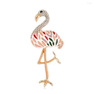 Broscher emalj flamingo för kvinnor unisex strass djur fågel stift fest dagliga kläder