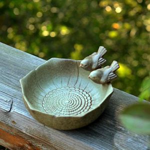 Other Pet Supplies Bird Bath Creative Feeder Bowl Ceramic Water Feeding Station Garden Decoration Accessories 230816