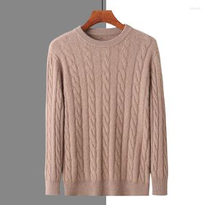 Men's Sweaters MVLYFLRT 2023 Clothing Round Neck Twisted Flower Thickened Mink Cashmere Sweater Knitted Solid Pullover Jumper BR-097