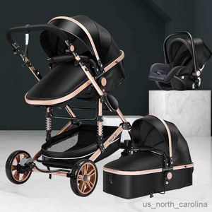 Strollery# Baby Stroller 3 w 1 Stroller Solding Dwustronny Dziecko Four Seasons Kinderwagen Powóz Baby High Landscape Noworodek Podróżowanie R230817