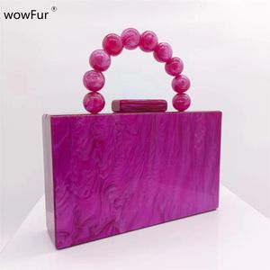 Evening Bags Rose Red Beaded Handle Lady Acrylic Party Prom Box Clutch Evening Bags Casual Handbags Female Flap Bride Women Mini Gift Purse 230816