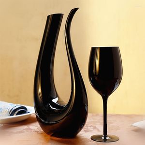 Wine Glasses Black U-shaped Creative Decanter Crystal Glass Red Goblet Set Cocktail