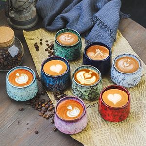 Mugs 1PCS 170ML Ceramic Cup Coffee Porcelain Cups Pottery Tea Mug Drinking Water Teacup Kiln Changing Wholesale 230817