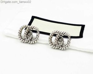 Stud Designer Fashion Hoop Antique Silver Earrings Ladies Party Wedding Couple Gift Jewelry Engagement Belt Box Z230817