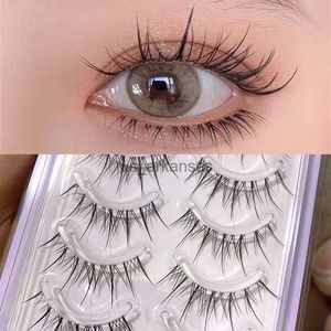 Falska ögonfransar 5 par Air False Eyelashes Natural Transparent Thin Band Eyelashes Japanese Simulation Slank Lashes Extension Makeup Products HKD230817