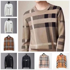 Mens Sweaters Designer Sweater Malhas Xadrez Stripe Marca Moda Casual Manga Longa Alta Qualidade Luxo Clássico Xadrez Crepe Algodão Tamanho 2s