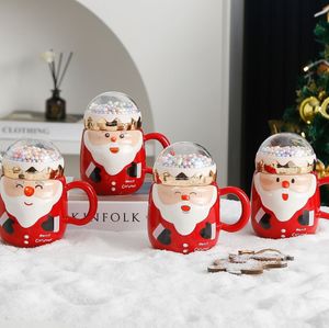 Die neuesten 13,5oz Weihnachtsfest -Kaffee -Kaffeetasse mit Deckellöffeln, viele Stile, unterstützt die Anpassung eines beliebigen Logos