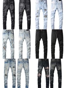 2023 jeans de luxo jeans jeans para homens calças preto magro rip rip branco patch jeane