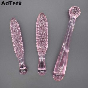 Toys anali di vetro rosa dildo di mais artificiale Crystal Crystal Fish Anal Plug Prostate Massager Masturbare Sex Toy per uomini gay adulti uomini HKD230816