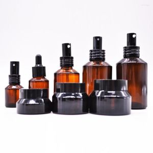 Storage Bottles Cosmetic Packaging 15ml 30ml 60ml 100ml 120ml Slant Shoulder Frosted Glass Dropper Bottle Serum With Pump