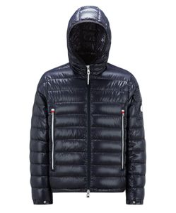 Armficka Badge Mens Down Jacket Front Mid Length Zipper Pocket Puffer Jacket Winter Hooded Coat Storlek 1--5