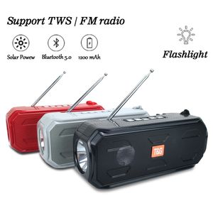 Microphones TG280 Solar Charging Wireless Stereo S er With Flashlight Outdoor TWS Bass Music Box Bluetooth compatible TF FM Radio 230816