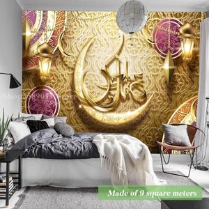 Hintergrundbilder Golden Fanus Laterne gedruckte Wand Tapete Wunderschöne geometrische Linie Wandgemälde für Wohnzimmer Schlafzimmer Leinwand Dekoration Benutzerdefinierte Größe