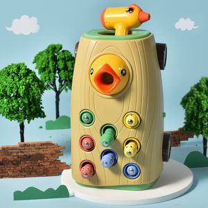 Sports Toys Interactive Woodpecker Feeding Toy for Baby 13 24 -miesięczny ptak magnetyczny Montessori Kids Nucaking Hammer Music Prezent 230816