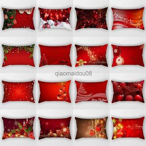 Pillow Case Frohe Weihnachten Kissen Cover Red Christmas Tree Santa Tube Gruß Text Fall HKD230817