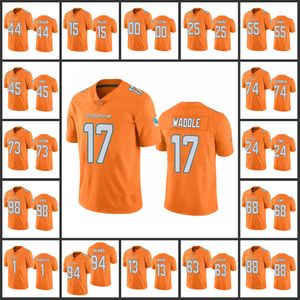 Miami''dolphins''men 1 Tua Tagovailoa 17 Jaylen Waddle 13 Dan Marino 25 Xavien Howard Women Youth Orang Custom Color Rush Limited Jersey