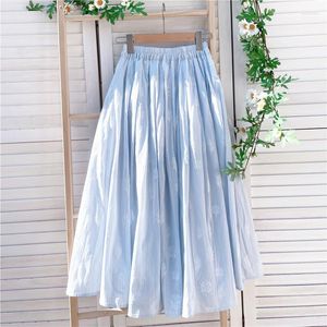 Skirts 2023 Cotton Linen A-Word Women's Mid-Length Printed Pure Skirt Spring Summer