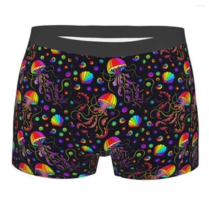 Underpants Funnant Boxer Shorts Höschen Briefs Shorts Herren Regenbogenqualle und Muscheln Unterwäsche mittlere Taille für Homme Plus Size