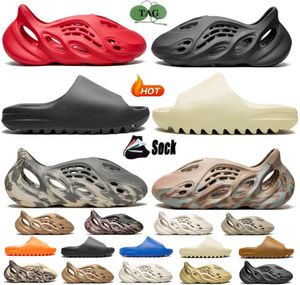 foam runners designer sandals slides Slippers Designer slipper men women Bone Sandals Triple Black White Resin pattern onyx with box slides