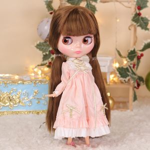 Куклы ледяные DBS Blyth Doll Purple Hair White Skin Brown Natural 16 BJD Body Body Neo Рождественский подарок аниме 230816