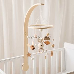 Baby Wood Bed Bell Bracket Rattle Toys 0-12 månader Nyfödd musiklåda Bell Bell Hanging Toys Holder Bracket Spädbarn Crib Boy Toys HKD230817