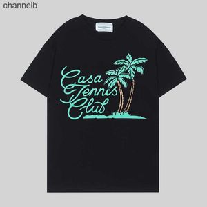 メンズTシャツグリーンパームツリーカサブランカTシャツブラックホワイトメンズサマースタイルTシャツCASAトップTシャツHKD230817